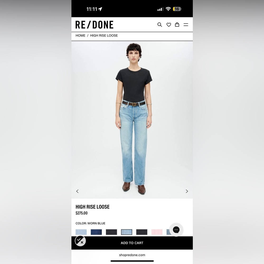 RE/DONE High Rise Loose Jeans in Worn Blue